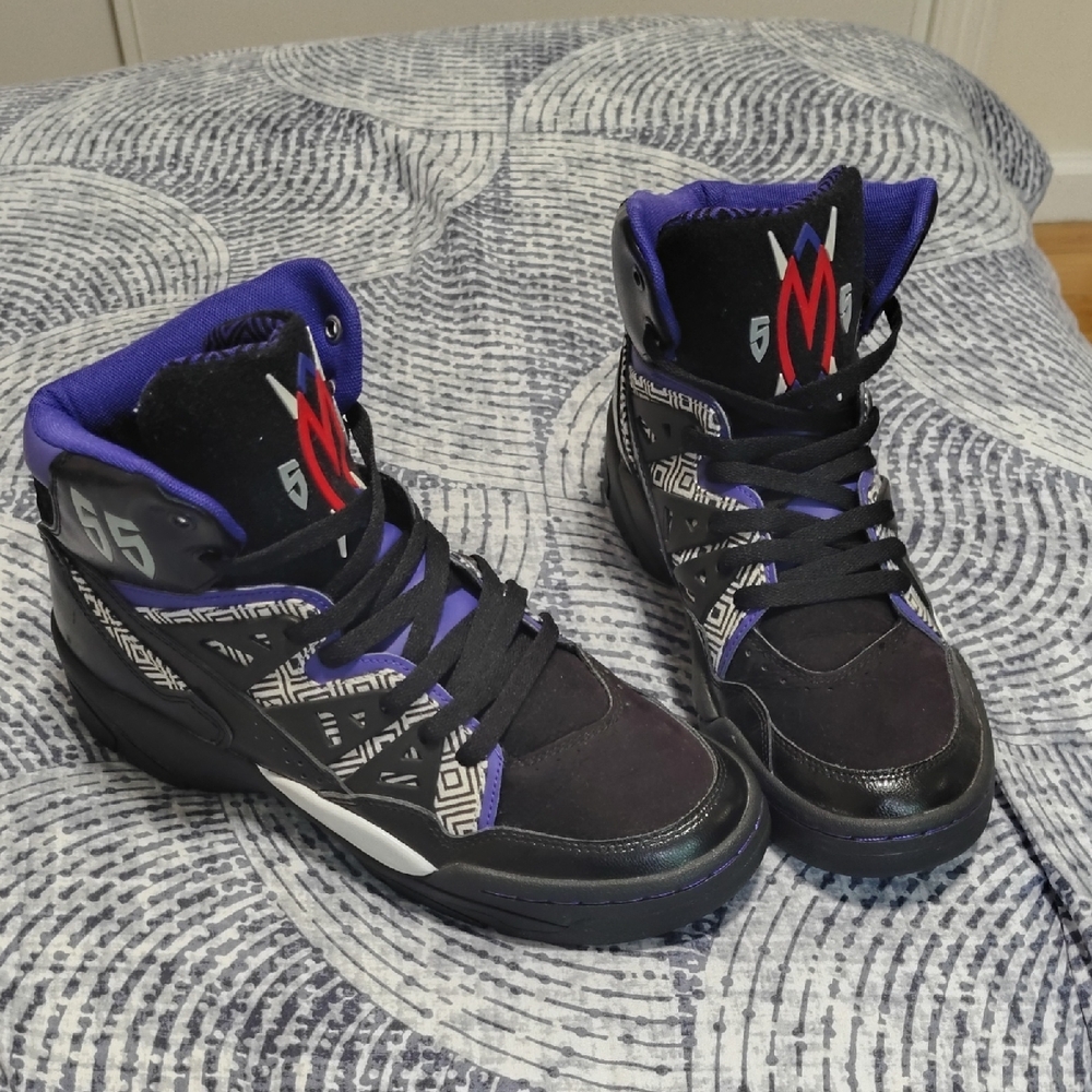 Adidas Black and Purple Geometric Sneakers